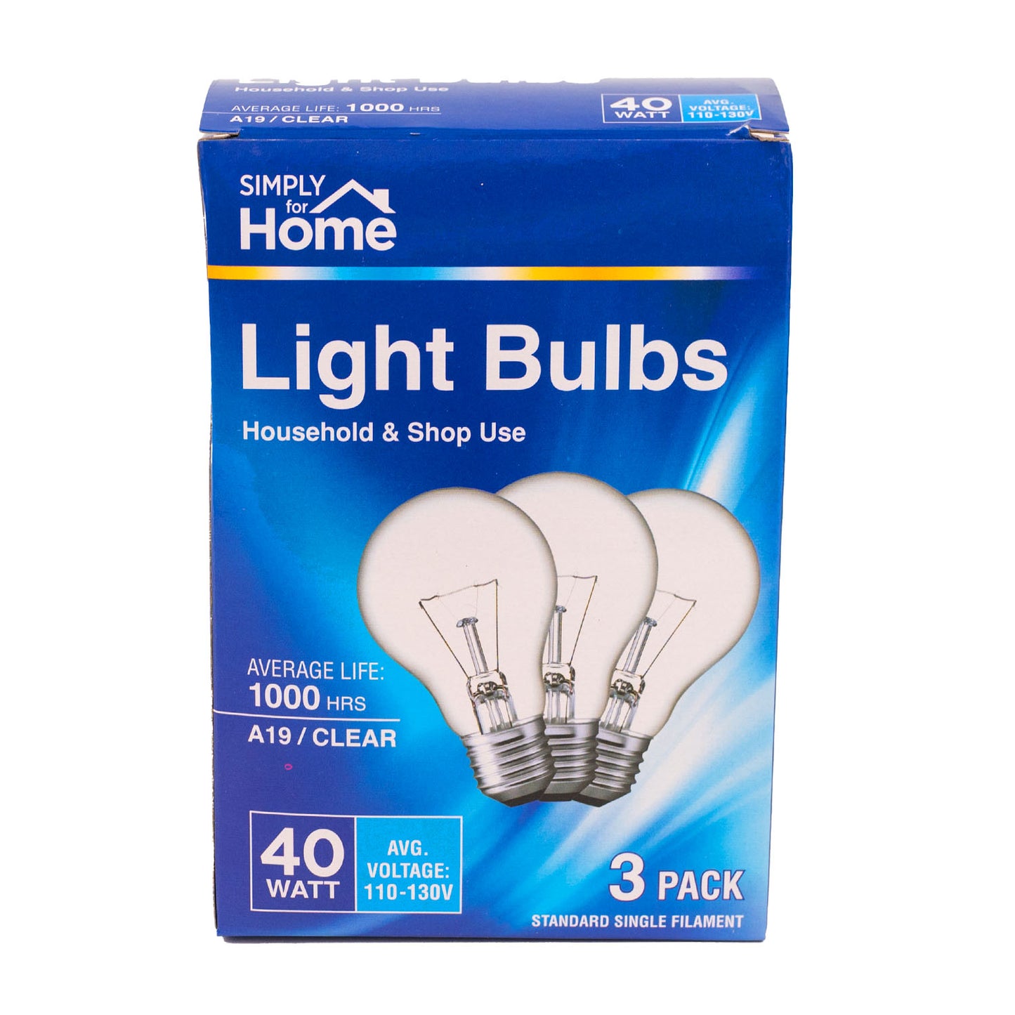 Simply for Home 40W Single-Filament Light Bulbs - 3PK
