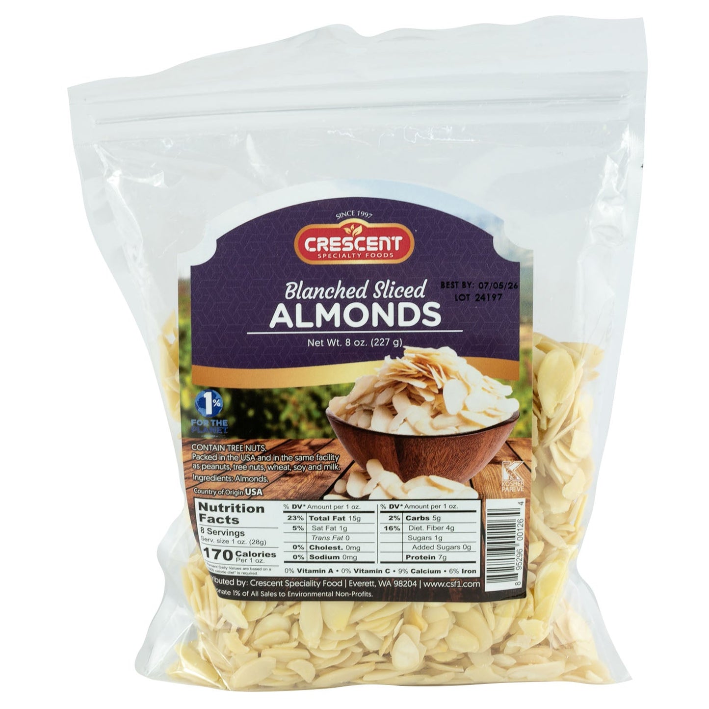 Crescent Blanched Sliced Almonds - 227g