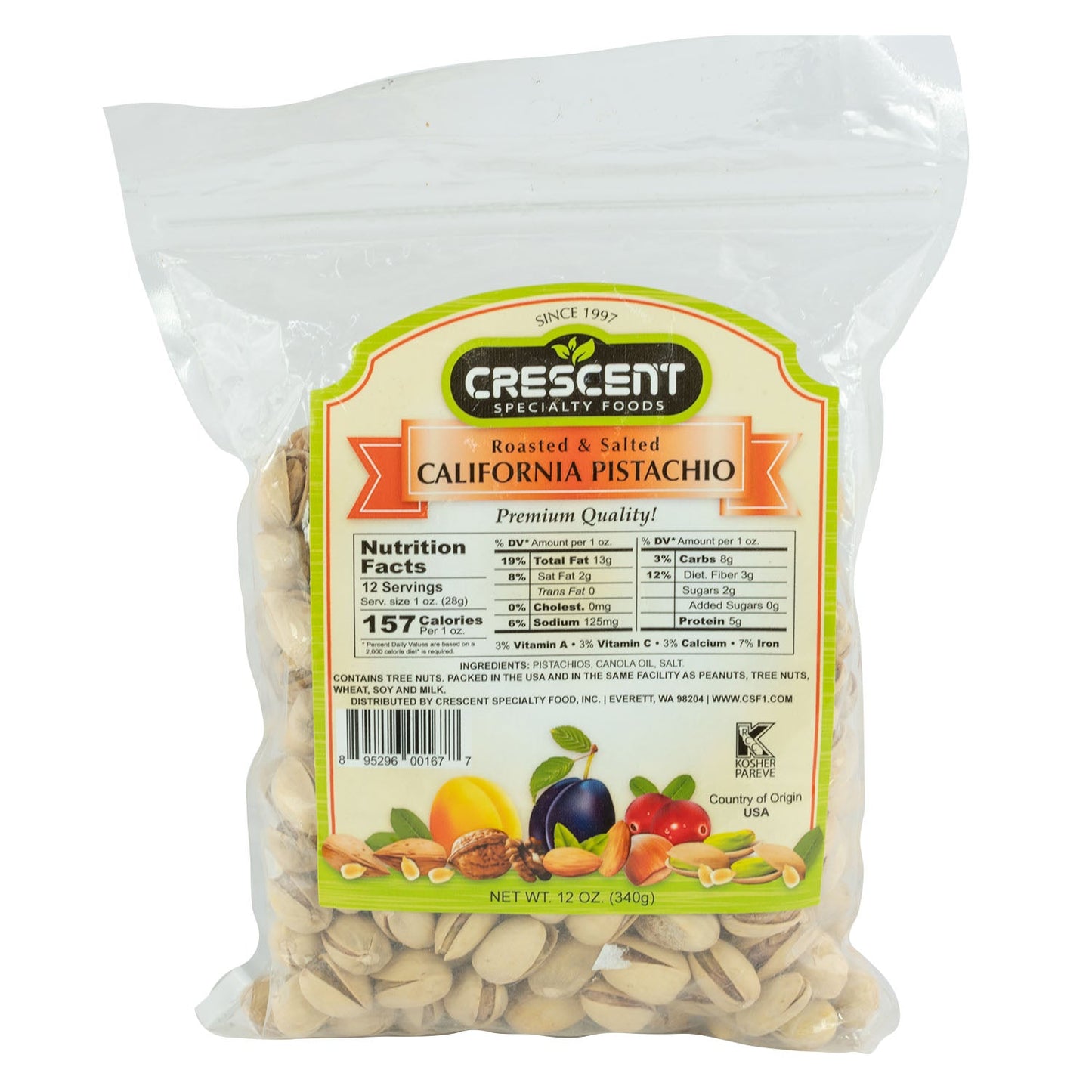 Crescent Roasted & Salted California Pistachio - 340g