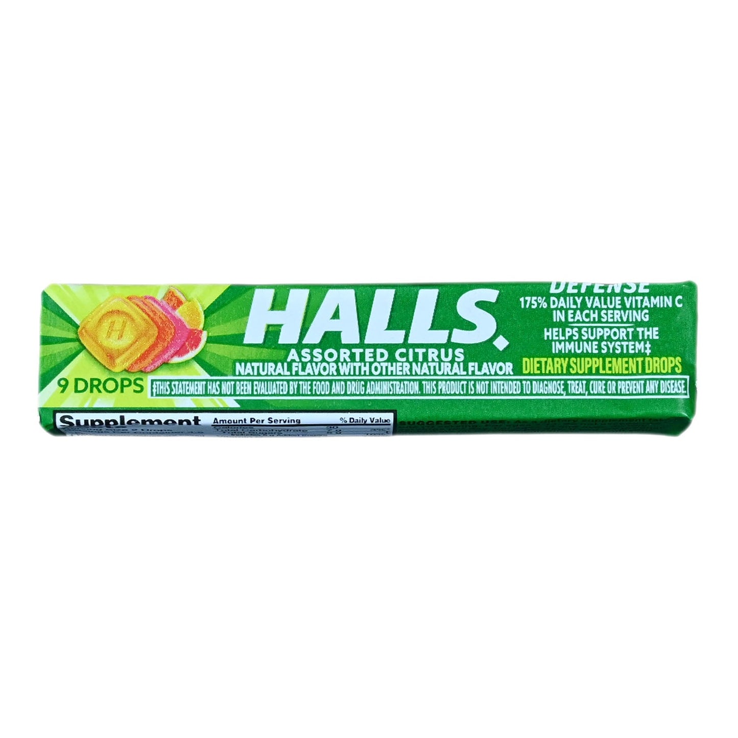 Halls Defense Assorted Citrus Dietary Supplement Drops - 9ct