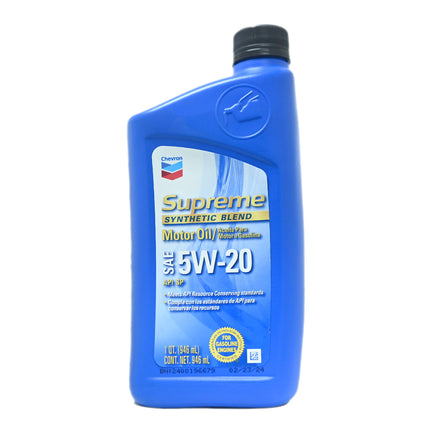 Chevron Supreme 5W-20 Synthetic Blend Motor Oil - 1 Quart