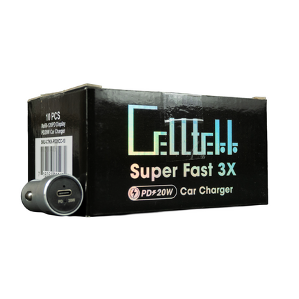 Celltekk Super Fast 3X PD20 Car Charger Type C 10ct
