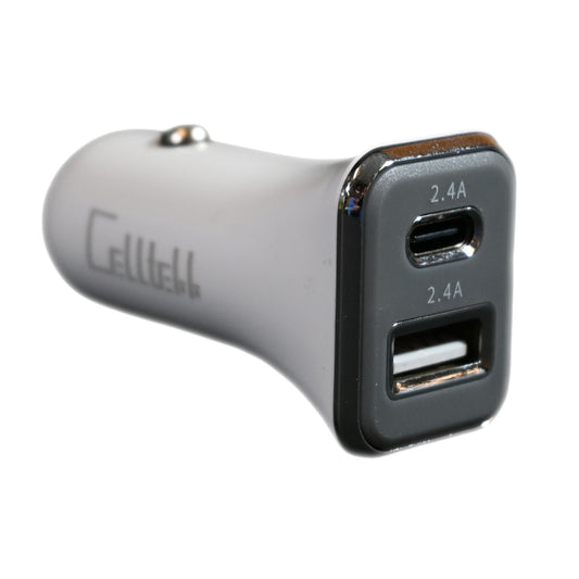 Celltekk 2.4A USB-A + USB-C Dual Car Charger - 1pc