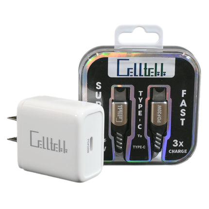 Celltekk 20W USB-C to USB-C Charger + Cable Bundle
