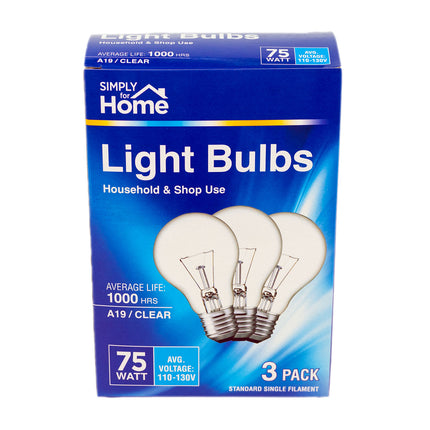 Simply for Home 75W Single-Filament Light Bulbs - 3PK