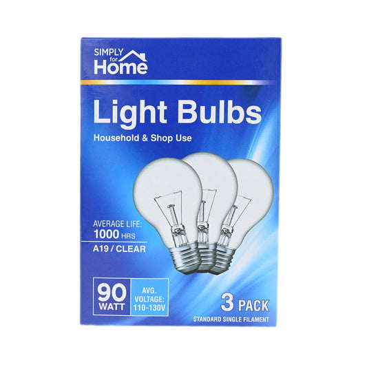 Simply for Home 90W Single-Filament Light Bulbs - 3PK