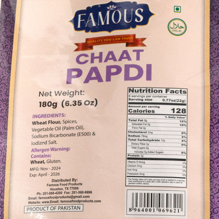 Famous Chaat Papdi Crackers - 180g