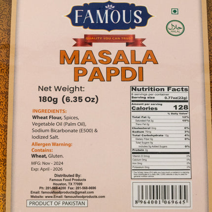 Famous Masala Papdi Crackers - 180g