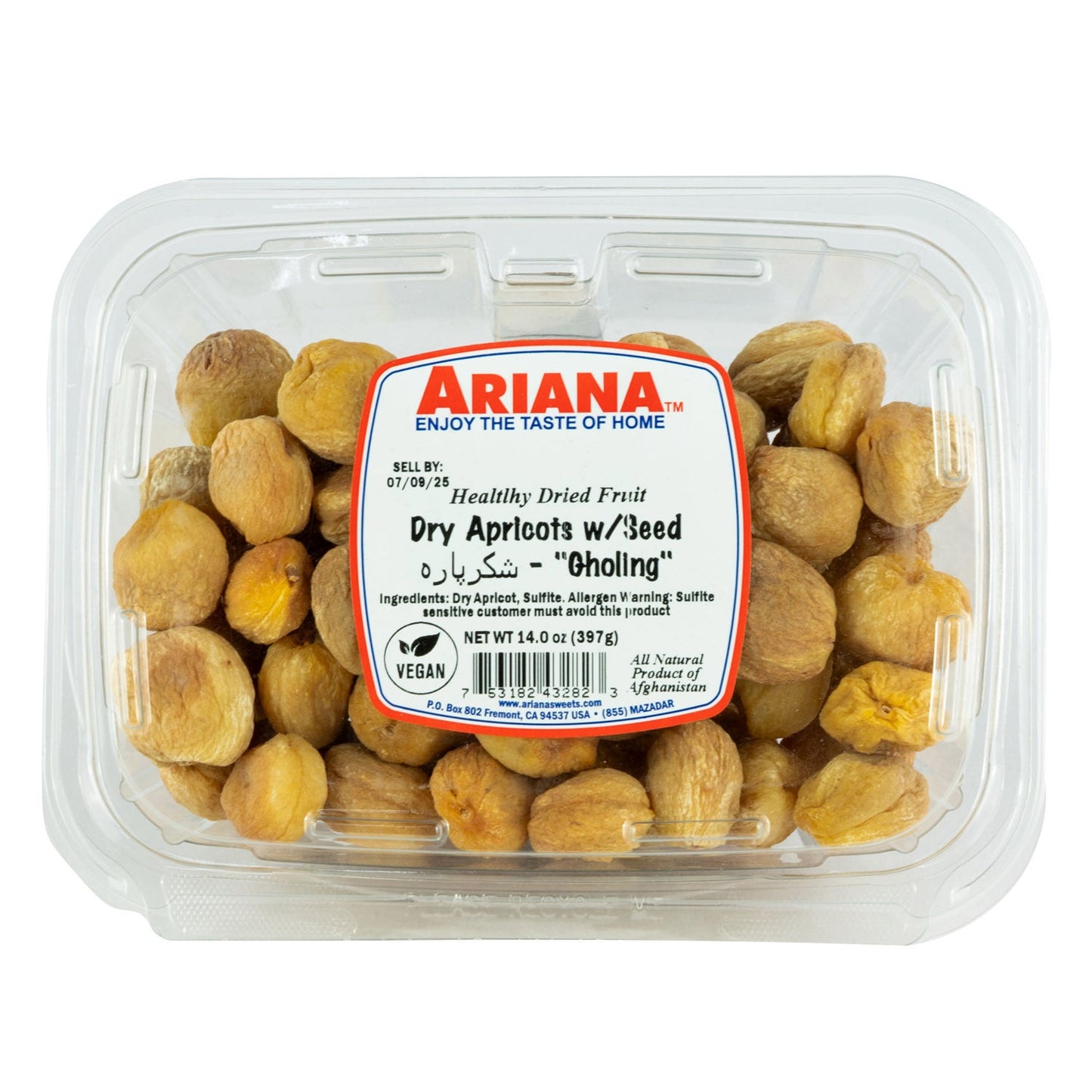 Ariana Dry Apricots w/Seed (Gholing) - 400g