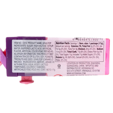 Kidsmania Grab Pop Toy w/ Candy - 1pc