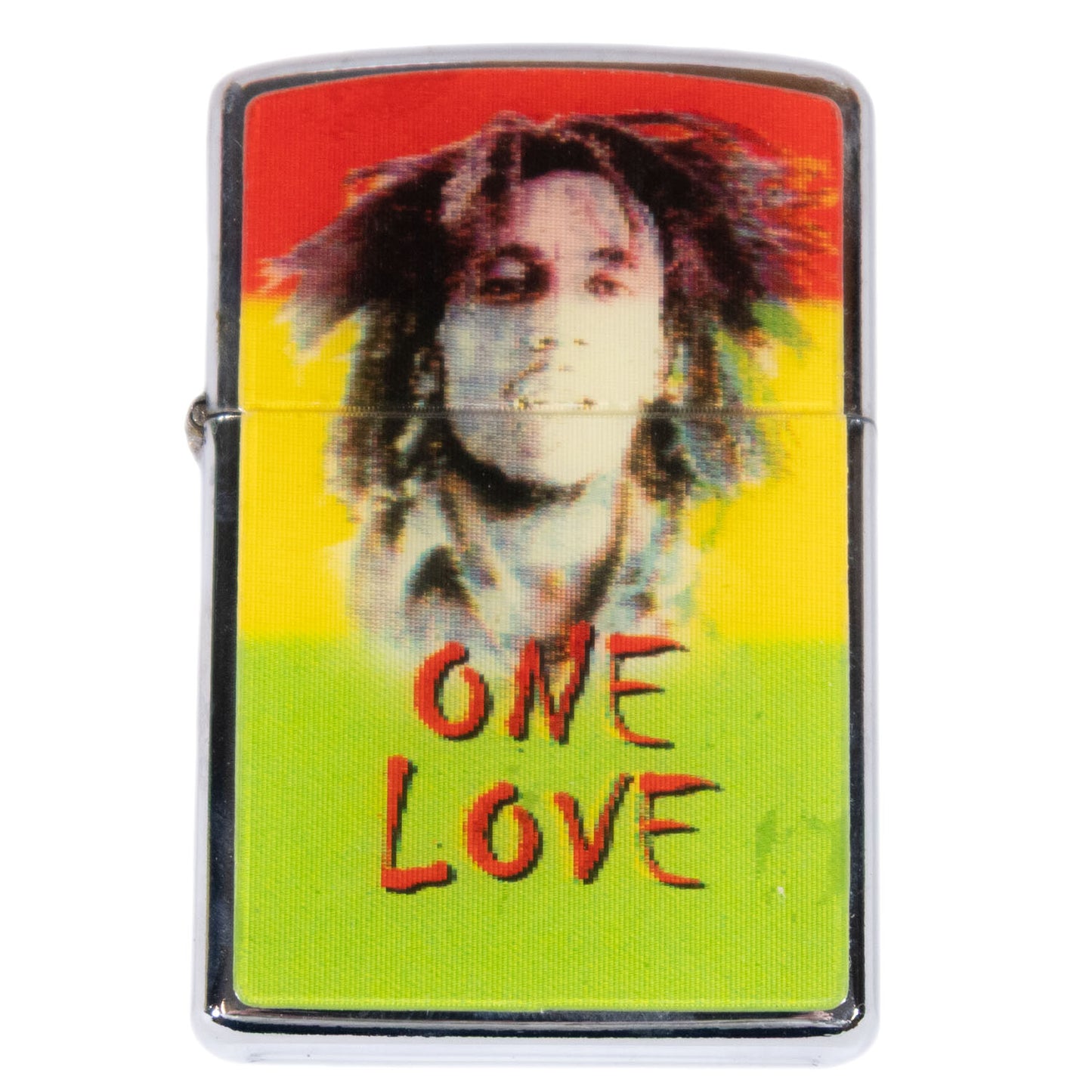 Metal Flip Lighter (w/o Fuel) - Marley One Love Holographic Design