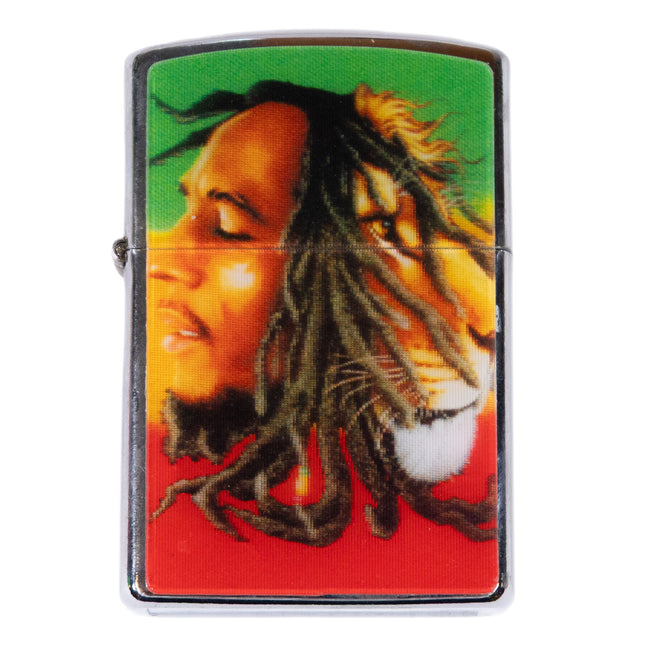 Metal Flip Lighter (w/o Fuel) - Marley Lion Holographic Design