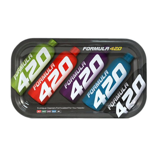 Formula 420 Rolling Tray (Small, Grey with Bottles)